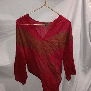 Chic Red Sheer Tunic Top